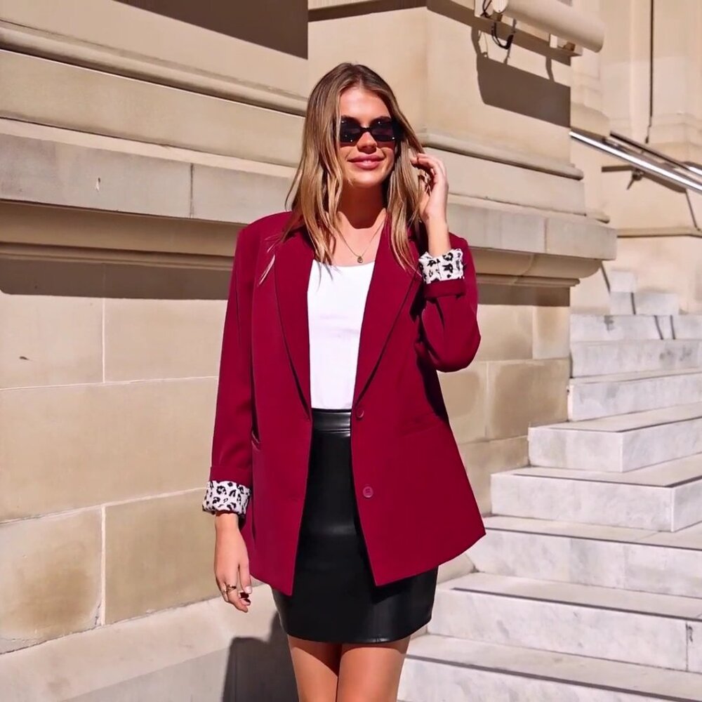 Leopard Print Lined Blazer Elegant Work Office Bu… - image 8